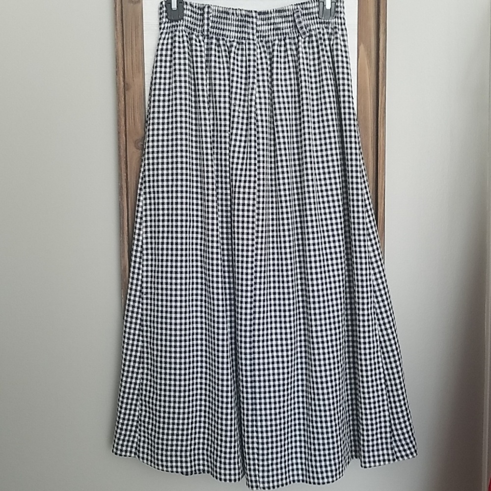 Blue and white checkered midi skirt - Picture 5 of 5